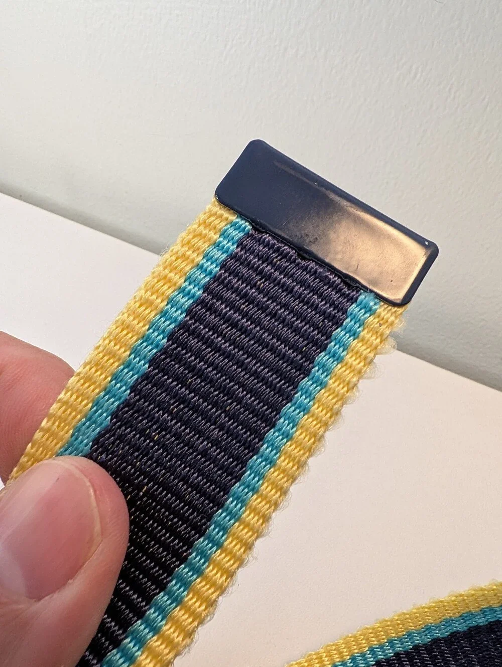Vineyard Vines Striped Web Belt Navy Yellow Blue Women's Size Large Preppy